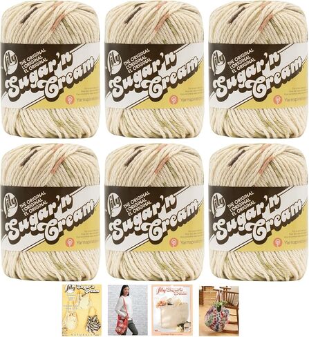 Bulk Buy: Lily Sugar'n Cream Yarn 100% Cotton Solids and Ombres (6-Pack) Medium #4 Worsted Plus 4 Lily Patterns (Sonoma Prints 02018) in Saudi Arabia