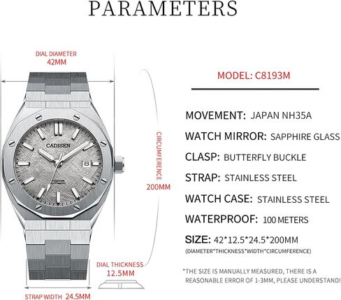 CADISEN Automatic Men's Mechanical Watch Waterproof Calendar Business Gentleman Man Style Steel Band Watch in Saudi Arabia