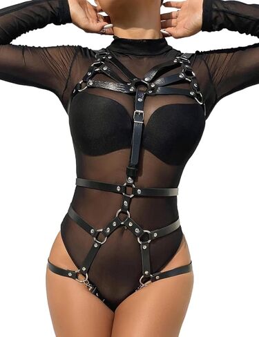 ohyeahlady Punk Leather Sexy Body Harness Full Strappy Chest Harness Gothic Waist Belts Black Body Accessories for Women in Saudi Arabia