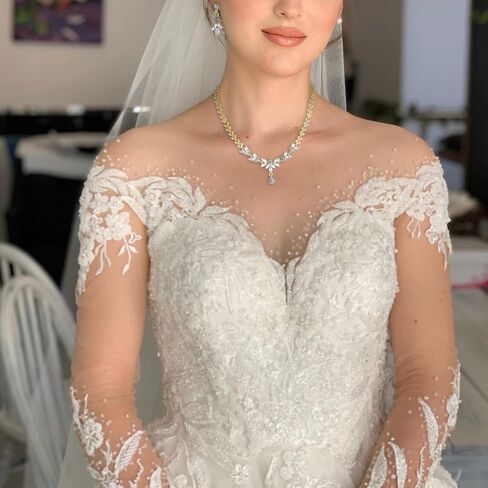 Stunning Elegant Rhinestone Leaf Marquise Cluster Y-Necklace Dangle Earrings Bridal Wedding Party Costume Jewelry Sets for Brides Women in Saudi Arabia