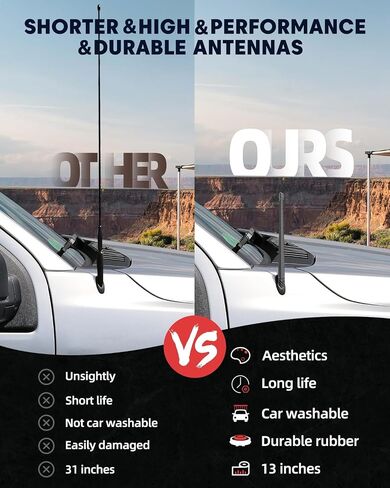 13inches Stubby Antenna Chevy Silverado & GMC Sierra All Model Years, Chevy Silverado Accessories Truck Antenna Replacement - Flexible Rubber Washable Antenna-Enhance AM FM Signal Stability in Saudi Arabia