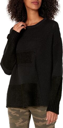 Cable Stitch Women's Mixed Stitch Long-Sleeve Oversized Sweater - Soft Crewneck Slouchy Casual Pullover Top in Saudi Arabia