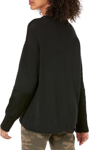 Cable Stitch Women's Mixed Stitch Long-Sleeve Oversized Sweater - Soft Crewneck Slouchy Casual Pullover Top in Saudi Arabia