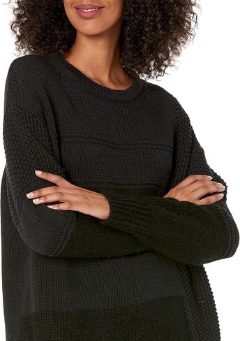 Cable Stitch Women's Mixed Stitch Long-Sleeve Oversized Sweater - Soft Crewneck Slouchy Casual Pullover Top in Saudi Arabia