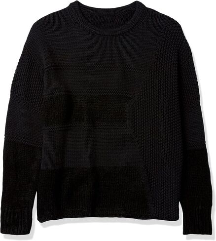 Cable Stitch Women's Mixed Stitch Long-Sleeve Oversized Sweater - Soft Crewneck Slouchy Casual Pullover Top in Saudi Arabia