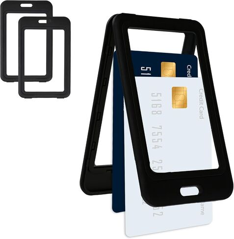 4PCS ID Card Holders with Double-Sided Windows, ID Badge Protector Vertical, Plastic Hard Badge Holders for Office School Credit Cards Proximity Key Cards in Saudi Arabia