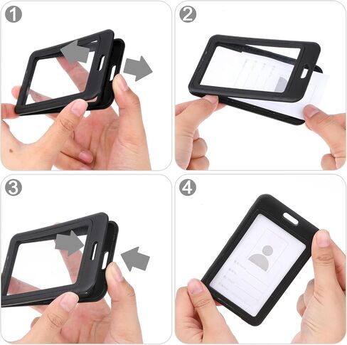 4PCS ID Card Holders with Double-Sided Windows, ID Badge Protector Vertical, Plastic Hard Badge Holders for Office School Credit Cards Proximity Key Cards in Saudi Arabia