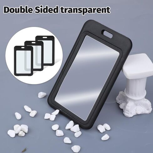 4PCS ID Card Holders with Double-Sided Windows, ID Badge Protector Vertical, Plastic Hard Badge Holders for Office School Credit Cards Proximity Key Cards in Saudi Arabia