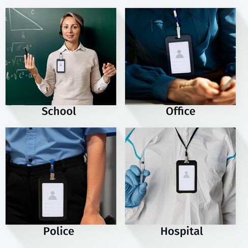 4PCS ID Card Holders with Double-Sided Windows, ID Badge Protector Vertical, Plastic Hard Badge Holders for Office School Credit Cards Proximity Key Cards in Saudi Arabia
