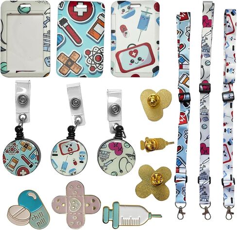 3 Pieces Nursing Badge Reel, Badge Reel Nursing with 3 Nurse Pins, 3 Nurse Lanyard with 3 ID Badge Holder with 3 Badge Reels for Nurses, Badge Reel Holder Nurse, Cute Nurse Badge Reels Retractable in Saudi Arabia