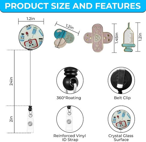 3 Pieces Nursing Badge Reel, Badge Reel Nursing with 3 Nurse Pins, 3 Nurse Lanyard with 3 ID Badge Holder with 3 Badge Reels for Nurses, Badge Reel Holder Nurse, Cute Nurse Badge Reels Retractable in Saudi Arabia