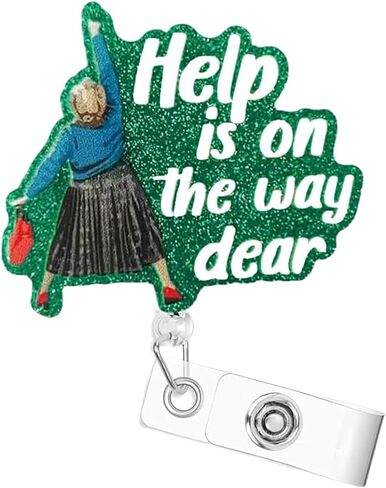 بكرة شارة Help is on The Way مع مشبك مشبك شارة أكريليك لطيف، حامل شارة بطاقة الهوية المضحكة، قابلة للسحب للممرضات والمعلمين والمكتب باللون الوردي in Kuwait