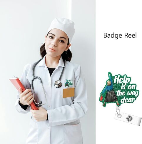 بكرة شارة Help is on The Way مع مشبك مشبك شارة أكريليك لطيف، حامل شارة بطاقة الهوية المضحكة، قابلة للسحب للممرضات والمعلمين والمكتب باللون الوردي in Kuwait