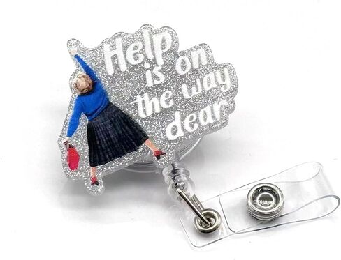 بكرة شارة Help is on The Way مع مشبك مشبك شارة أكريليك لطيف، حامل شارة بطاقة الهوية المضحكة، قابلة للسحب للممرضات والمعلمين والمكتب باللون الوردي in Kuwait