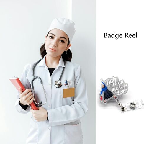 بكرة شارة Help is on The Way مع مشبك مشبك شارة أكريليك لطيف، حامل شارة بطاقة الهوية المضحكة، قابلة للسحب للممرضات والمعلمين والمكتب باللون الوردي in Kuwait