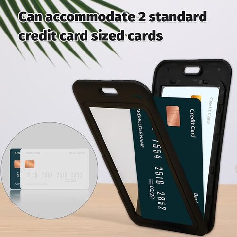 4PCS ID Card Holders with Double-Sided Windows, ID Badge Protector Vertical, Plastic Hard Badge Holders for Office School Credit Cards Proximity Key Cards in Saudi Arabia