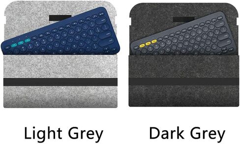 CALIDAKA Wireless Keyboard Storage Bag Computer Keyboard Covers Flexible Felt Cover Keyboard Bag, Portable Bluetooth Keyboard Storage Case Carrying Case for Logitech K380 K480(Light Grey,K380) in Saudi Arabia