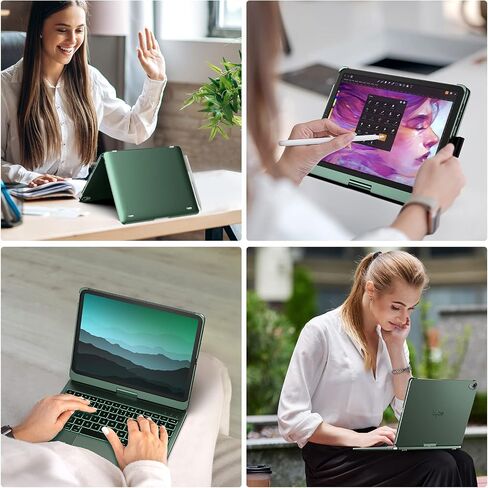 typecase Touch Keyboard Case with Trackpad for iPad Air 5th&4th,11-Color Backlight,Midgreen in Saudi Arabia