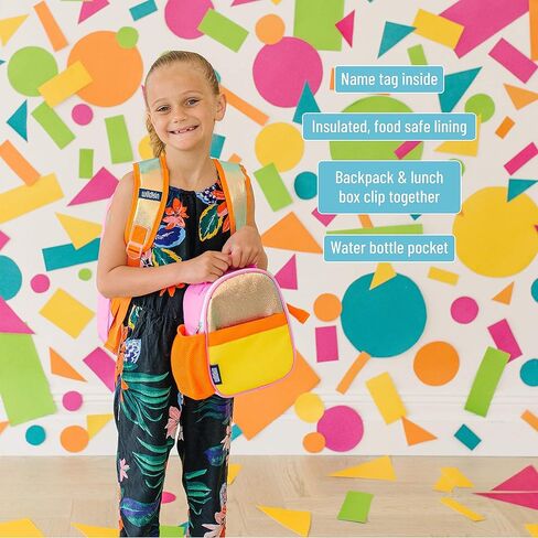 حقيبة ظهر Wildkin Pack-it-All للأطفال مع صندوق غداء بمشبك (برتقالي لامع) in Kuwait