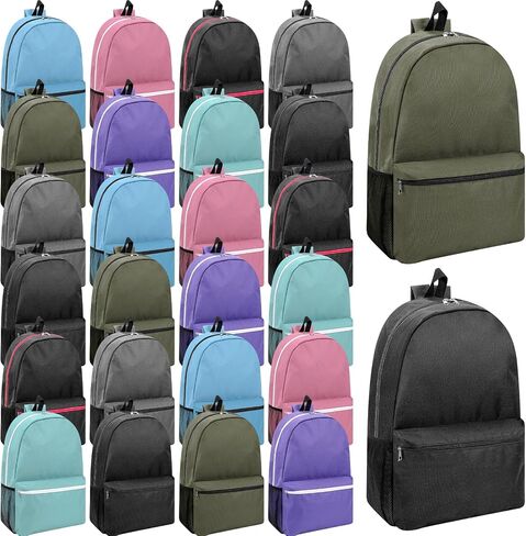 24 Pcs 19 Inch Kids Backpacks in Bulk Large Assorted Colors Book Bags Lightweight School Student Backpack Boy Girl and Adult Backpack for School, Travel, Outdoor Camping, Hiking in Saudi Arabia