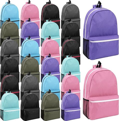 24 Pcs 19 Inch Kids Backpacks in Bulk Large Assorted Colors Book Bags Lightweight School Student Backpack Boy Girl and Adult Backpack for School, Travel, Outdoor Camping, Hiking in Saudi Arabia