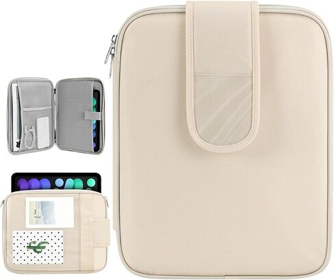 9-11 Inch Tablet Sleeve Bag for iPad 10th Gen 10.9, iPad Air 5/4, iPad 9/8/7th 10.2, iPad Pro 11 2022-2018, Galaxy Tab A8/S9/S8/S6 Lite, Tablet Carrying Case with Clear Pocket, Beige in Saudi Arabia