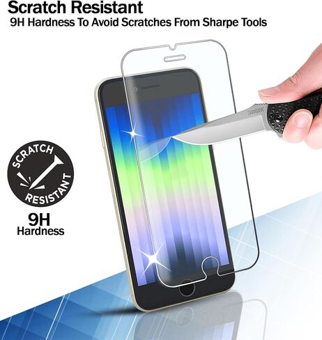 Screen Protector [4-Pack] for iPhone SE 3 2022/2 2020, iPhone 7 / iPhone 8, Tempered Glass Film Screen Protector, 0.33mm [LifetimeWarranty][Anti-Scratch][Anti-Shatter][Bubble-Free] in Saudi Arabia