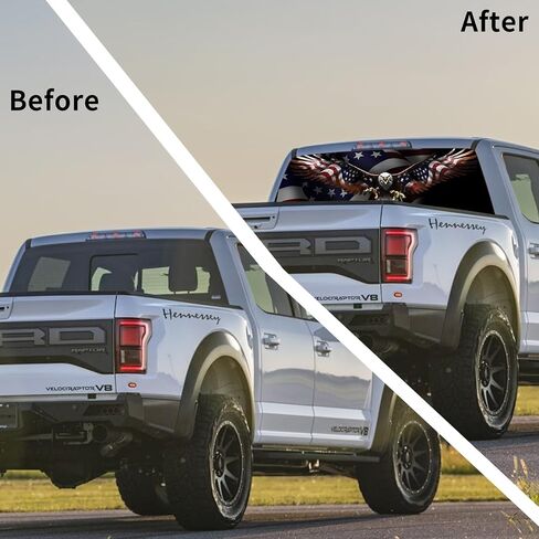 Rear Window Decals for Trucks - 65x22 in Back Window Decals Fit Most Pickup Trucks SUV, Vinyl American Eagle Flag Back Window Decal for Car Personalized Decoration - Colorful in Saudi Arabia