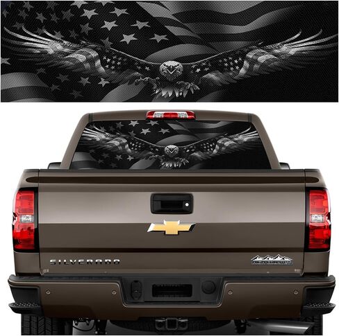 Rear Window Decals for Trucks - 65x22 in Back Window Decals Fit Most Pickup Trucks SUV, Vinyl American Eagle Flag Back Window Decal for Car Personalized Decoration - Colorful in Saudi Arabia