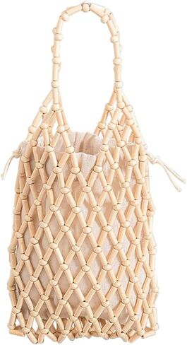Women Mini Tote Bag Handmade Woven Bucket Bag Drawstring Handbag Summer Beach Bag Bohemian Clutch Bag Top-handle Bag in Saudi Arabia