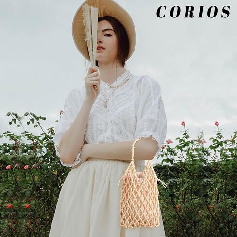 Women Mini Tote Bag Handmade Woven Bucket Bag Drawstring Handbag Summer Beach Bag Bohemian Clutch Bag Top-handle Bag in Saudi Arabia