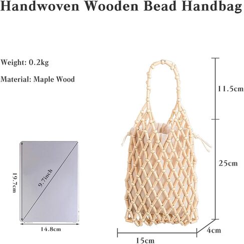 Women Mini Tote Bag Handmade Woven Bucket Bag Drawstring Handbag Summer Beach Bag Bohemian Clutch Bag Top-handle Bag in Saudi Arabia