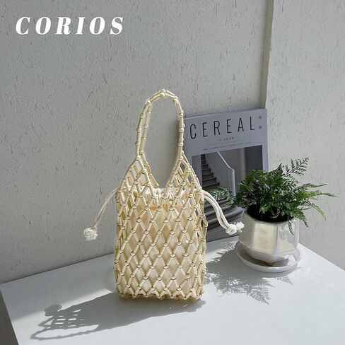 Women Mini Tote Bag Handmade Woven Bucket Bag Drawstring Handbag Summer Beach Bag Bohemian Clutch Bag Top-handle Bag in Saudi Arabia