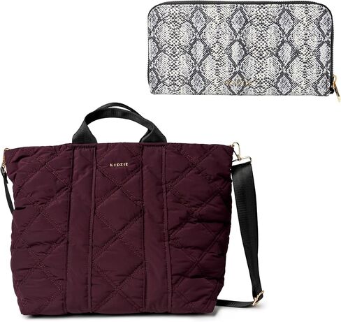 حقيبة يد KEDZIE Cloud 9 مبطنة منتفخة حول الجسم (التوت) ومحفظة من الجلد النباتي بسحاب حول الجسم (جميلة في بايثون) in Kuwait