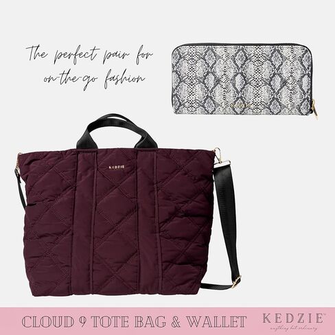 حقيبة يد KEDZIE Cloud 9 مبطنة منتفخة حول الجسم (التوت) ومحفظة من الجلد النباتي بسحاب حول الجسم (جميلة في بايثون) in Kuwait
