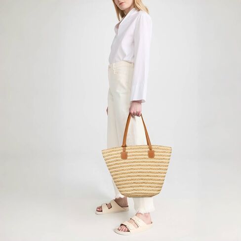 YXILEE Straw Bag for Women - Summer Beach Tote Bags - Handmade Zipper Straw Shoulder Bag with Removable Pouch in Saudi Arabia