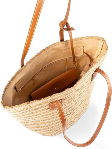 YXILEE Straw Bag for Women - Summer Beach Tote Bags - Handmade Zipper Straw Shoulder Bag with Removable Pouch in Saudi Arabia