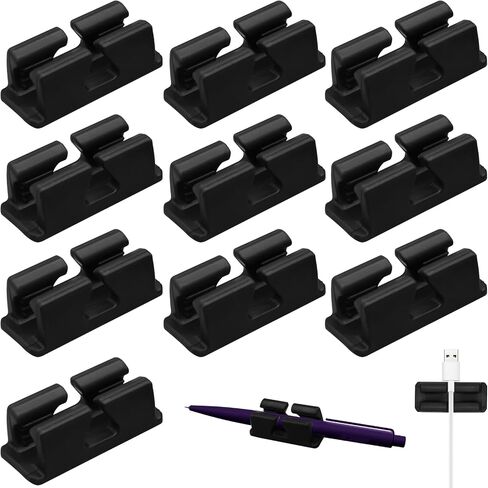 10Pcs Adhesive Pen Holder for Clipboard, Silicone Clipboard Pen Holder Clip for Wall, Pencil Clip Marker Holder Clip Pen Holder for Classroom Office Desk Accessories, Teacher Supplies(Black) in Saudi Arabia