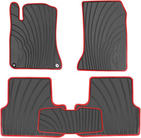 Car Floor Mats Liners Custom Fit for Mercedes Benz CLA 2014-2019/GLA 2015-2020, A Class 2012-2019/B Class 2013-2019 Full Black Rubber Set All Weather Protection Heavy Duty Odorless in Kuwait
