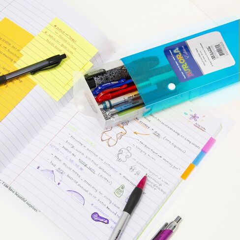BAZIC Slider Pencil Case, Utility Storage Box Snap Closure, Bright Color Multi Purpose Organizer, 6-Pack in Saudi Arabia