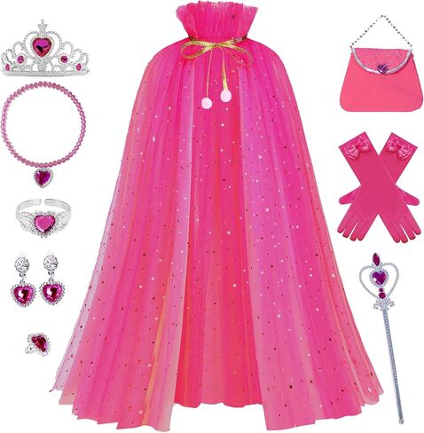 Princess Dress up Clothes for Little Girl, 10Pcs Princess Cape with Crown, Cosplay Christmas Halloween Birthday Gift in Saudi Arabia