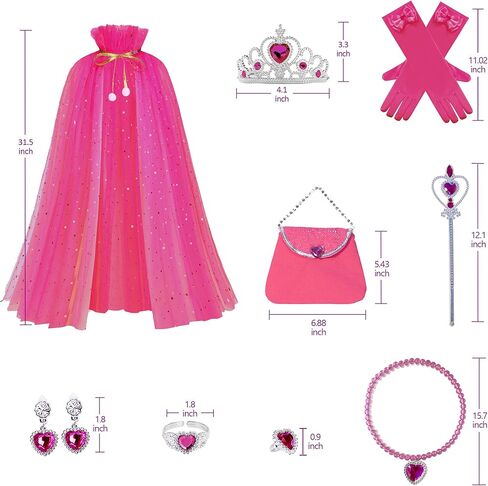 Princess Dress up Clothes for Little Girl, 10Pcs Princess Cape with Crown, Cosplay Christmas Halloween Birthday Gift in Saudi Arabia