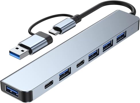 محول USB C إلى HDMI مزدوج، محطة إرساء USB C 7 في 1 إلى محول VGA HDMI مزدوج، USB C إلى 3USB 2.0، محول متعدد الشاشات لأجهزة Dell XPS 13 15، Lenovo Yoga، Huawei Matebook X pro، إلخ in Kuwait