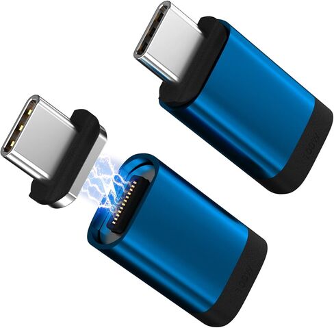 USB C Magnetic Adapter(2 Pack) 24Pins Magnetic USB C Adapter Straight,PD 100W Fast Charge,USB 3.1 10Gbps Transfer Speed,4K 60Hz Video Output for Thunderbolt 3,MacBook Pro/Air in Kuwait