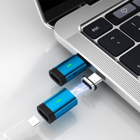 USB C Magnetic Adapter(2 Pack) 24Pins Magnetic USB C Adapter Straight,PD 100W Fast Charge,USB 3.1 10Gbps Transfer Speed,4K 60Hz Video Output for Thunderbolt 3,MacBook Pro/Air in Kuwait