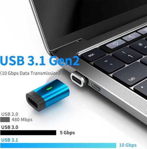 USB C Magnetic Adapter(2 Pack) 24Pins Magnetic USB C Adapter Straight,PD 100W Fast Charge,USB 3.1 10Gbps Transfer Speed,4K 60Hz Video Output for Thunderbolt 3,MacBook Pro/Air in Kuwait