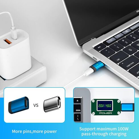 USB C Magnetic Adapter(2 Pack) 24Pins Magnetic USB C Adapter Straight,PD 100W Fast Charge,USB 3.1 10Gbps Transfer Speed,4K 60Hz Video Output for Thunderbolt 3,MacBook Pro/Air in Kuwait