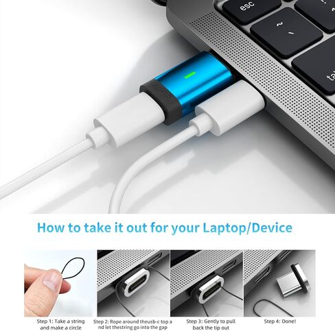 USB C Magnetic Adapter(2 Pack) 24Pins Magnetic USB C Adapter Straight,PD 100W Fast Charge,USB 3.1 10Gbps Transfer Speed,4K 60Hz Video Output for Thunderbolt 3,MacBook Pro/Air in Kuwait