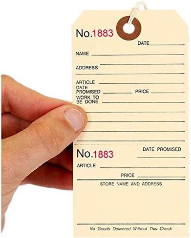 SmartSign (Pack of 100) 5.25 x 2.625 inch Numbered Repair Tags with Pre-Attached String and Stub (Size - 6), 10 Point Manila Cardstock in Saudi Arabia