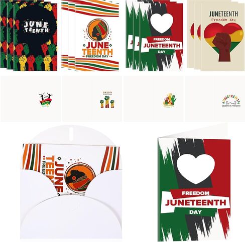 12 مجموعة من بطاقات Juneteenth السعيدة لعيد Juneteenth، بطاقات تهنئة بيوم الحرية، يوم التحرير، احتفال بالمساواة العرقية، احتفال بالحرية الأمريكية الأفريقية، الليبرالية 1865، بطاقات 19 يونيو مع مغلفات in Saudi Arabia